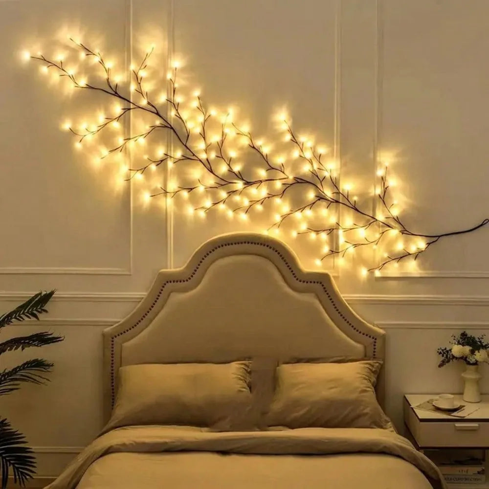 1PC 144/96/72LED USB Powered Willow Vine Light, Bendable Branch Design, 8 Lighting Modes, Used for Bedroom Wedding Holiday Decor