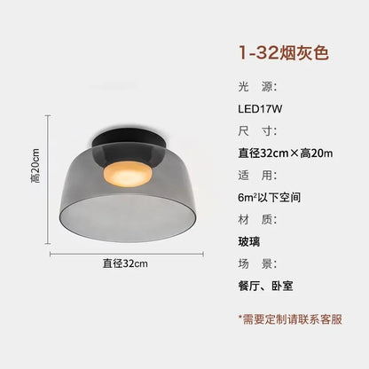 Designer Atmosphere Amber/Gray/Green Glass Ceiling Light Modern LED Indoor Lighting Bedroom Dining Room Balcony Study Aisle Cafe