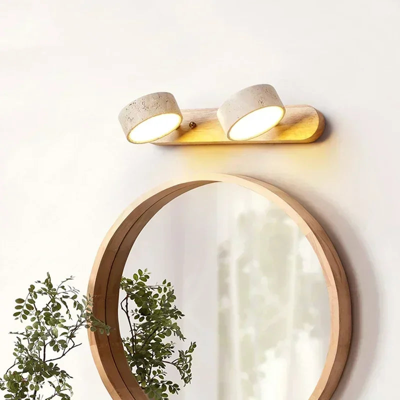 Japanese Wabi Sabi Creative New Round LED Wall Light Home Decoration Bathroom Washtable Dressing Table Mirror Front Lamps