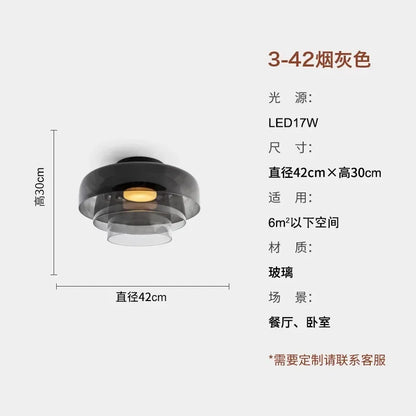 Designer Atmosphere Amber/Gray/Green Glass Ceiling Light Modern LED Indoor Lighting Bedroom Dining Room Balcony Study Aisle Cafe