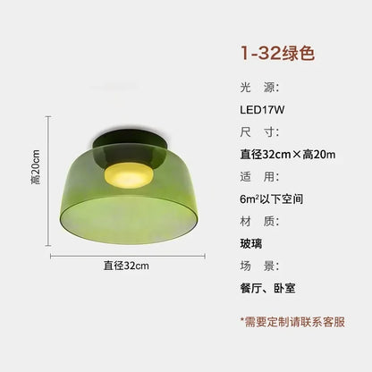 Designer Atmosphere Amber/Gray/Green Glass Ceiling Light Modern LED Indoor Lighting Bedroom Dining Room Balcony Study Aisle Cafe