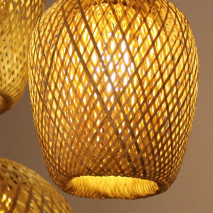 Hand-woven Chinese Style Weaving Hanging Lamps 18/19/30cm Restaurant Home Decor Lighting Fixtures Bamboo Pendant Lamp