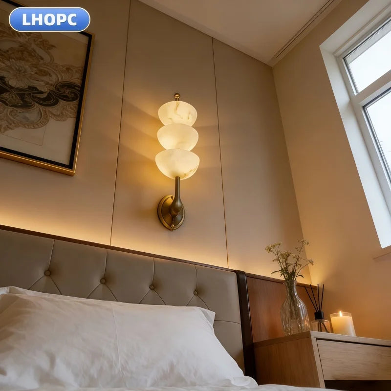 All-copper Marble Wall Lamp, Nordic Modern Luxury, Living Room And Bedroom Bedside, French-style Living Room Background Wall, Le