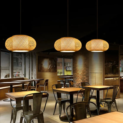 Pastoral Tea Room Chandelier, Southeast Asian Restaurant, Bedroom Light, Japanese Bamboo Craft, Bamboo Woven Lantern